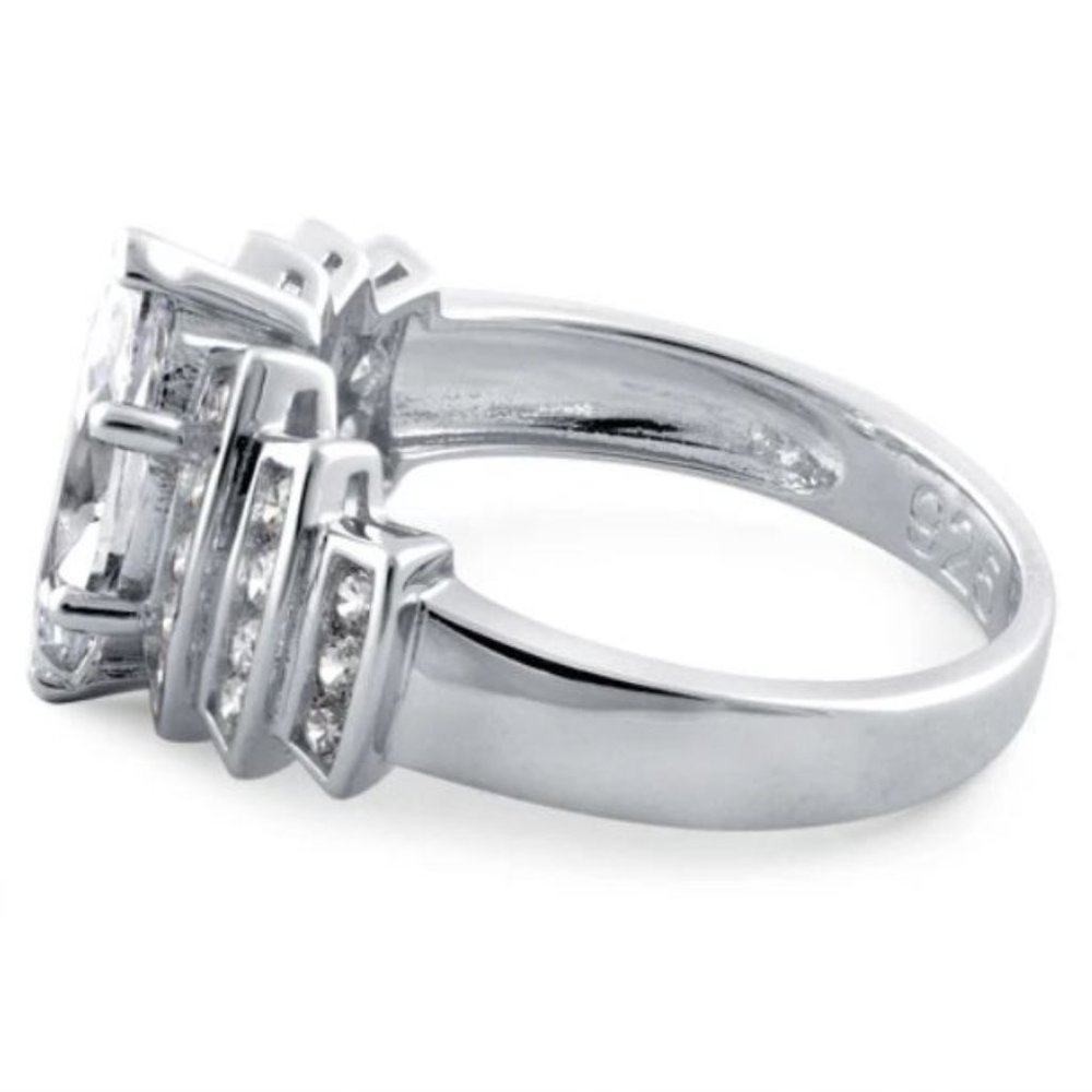 925 STERLING SILVER Marquise Cubic Zirconia Stair Step Tier Ring - Picture 16 of 16